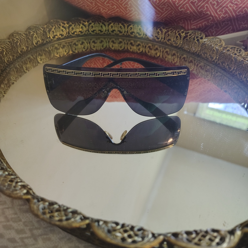 Versace Black Sunglasses with Gold Accents